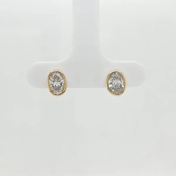 1 Carat Bezel Set Oval Diamond Earrings Image 3 Skaneateles Jewelry Skaneateles, NY