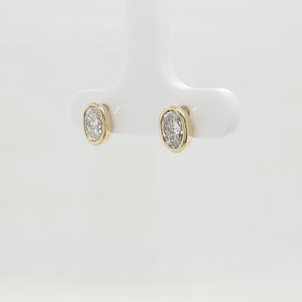 1 Carat Bezel Set Oval Diamond Earrings Image 4 Skaneateles Jewelry Skaneateles, NY