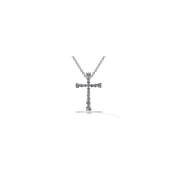 18K WG Ladies Hearts On Fire 1/4ct TW Divine Journey Diamond Cross Pendant w/Adjustable Chain Skaneateles Jewelry Skaneateles, NY