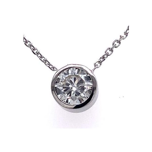 14K WG Ladies  1/2 ct Diamond Bezel Pendant w/Chain Skaneateles Jewelry Skaneateles, NY