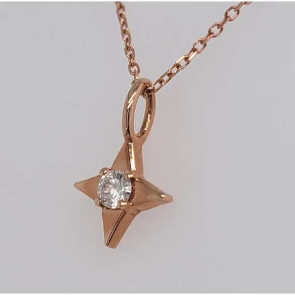 14K RG Ladies 0.08ct Shining Light Diamond Pendant w/Chain Image 3 Skaneateles Jewelry Skaneateles, NY