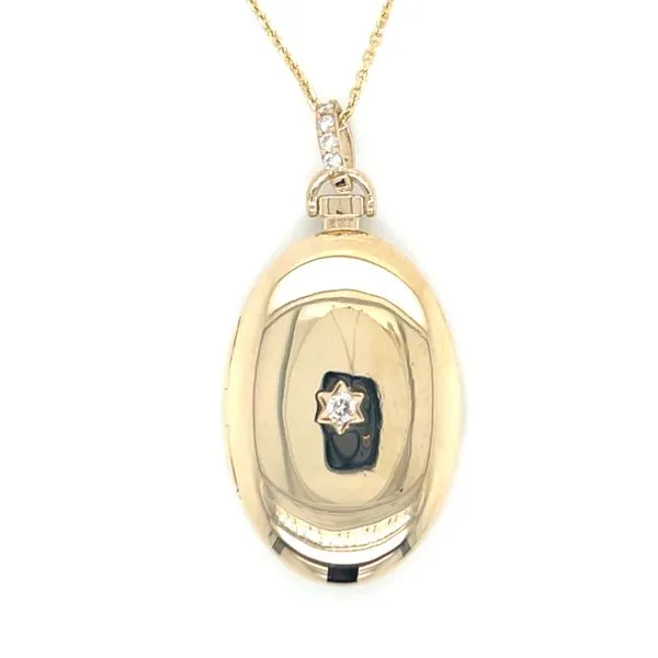 14K YG Ladies  0.13ct TW Oval Diamond Locket w/Chain Skaneateles Jewelry Skaneateles, NY