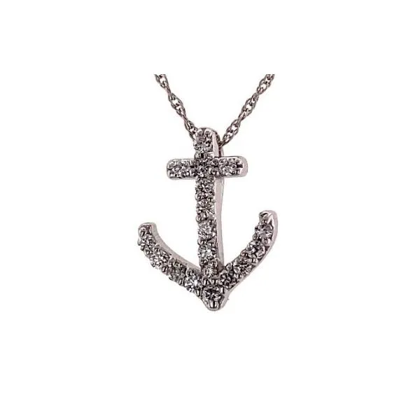 14K WG Ladies 1/6ct TW Diamond Anchor Pendant Skaneateles Jewelry Skaneateles, NY