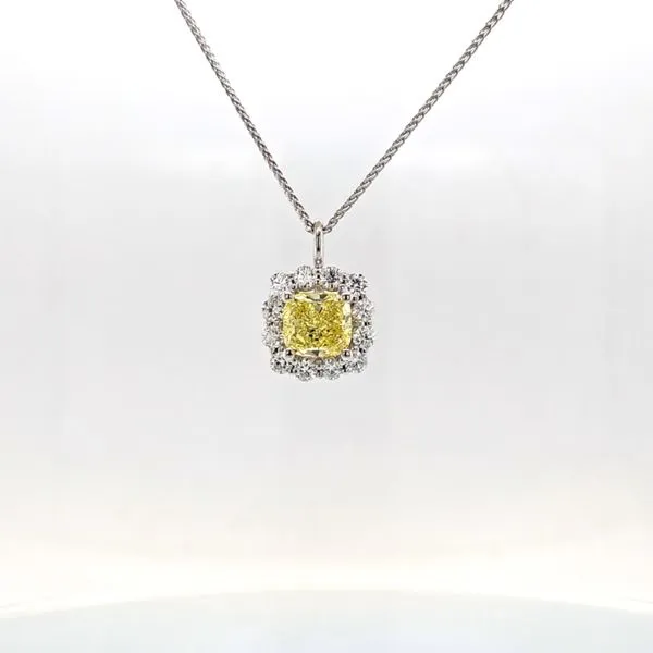 1.61ct Fancy Intense Yellow Diamond Halo Pendant [GIA] Skaneateles Jewelry Skaneateles, NY
