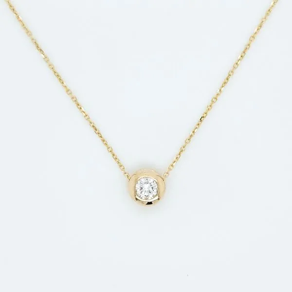 Yellow Gold 1/4ct Diamond Bezel Pendant Skaneateles Jewelry Skaneateles, NY