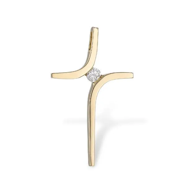 14K YG Breathtaking 0.03ct RB Diamond Cross Skaneateles Jewelry Skaneateles, NY