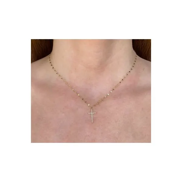 14K WG 0.06ct TW 'Our Signature' Diamond Cross w/Chain Image 2 Skaneateles Jewelry Skaneateles, NY