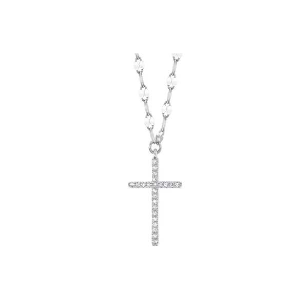 14K WG 0.06ct TW 'Our Signature' Diamond Cross w/Chain Skaneateles Jewelry Skaneateles, NY