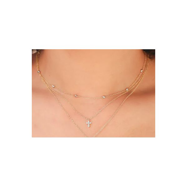 14K YG Tiny Treasure 0.10ct TW Diamond Cross Image 2 Skaneateles Jewelry Skaneateles, NY