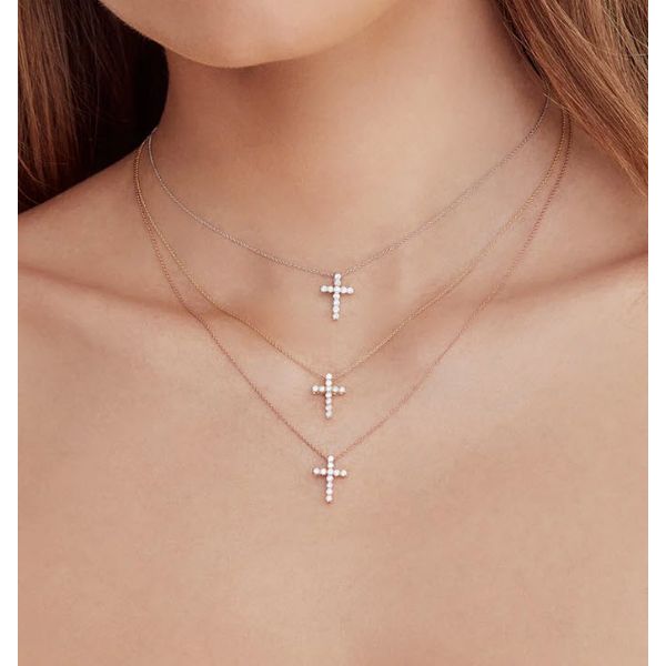 14K YG Ladies Classic 0.32ct TW Diamond Cross Pendant Necklace Image 2 Skaneateles Jewelry Skaneateles, NY
