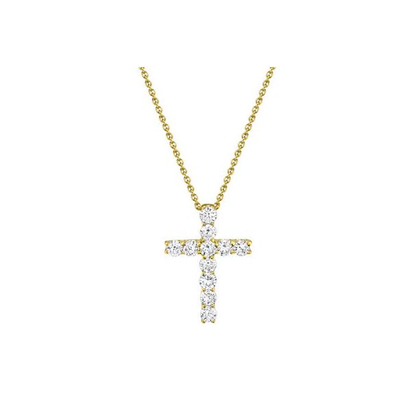 14K YG Ladies Classic 0.32ct TW Diamond Cross Pendant Necklace Skaneateles Jewelry Skaneateles, NY