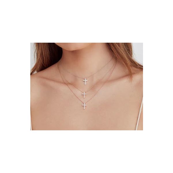 14K WG Skaneateles Signature 0.32ct TW Diamond Cross Pendant Necklace Image 2 Skaneateles Jewelry Skaneateles, NY
