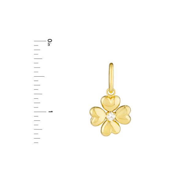14K YG 1/20th ct Skaneateles Signature Diamond Puffed Flower Pendant - 18