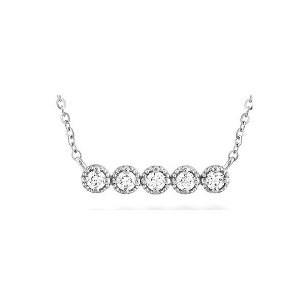 18K WG Ladies Hearts On Fire Liliana Miligrain Diamond Bar Necklace Skaneateles Jewelry Skaneateles, NY