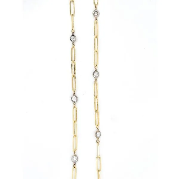 14K Two-Toned 1.33ct TW Paperclip Links with Bezel Set Diamond Necklace Skaneateles Jewelry Skaneateles, NY