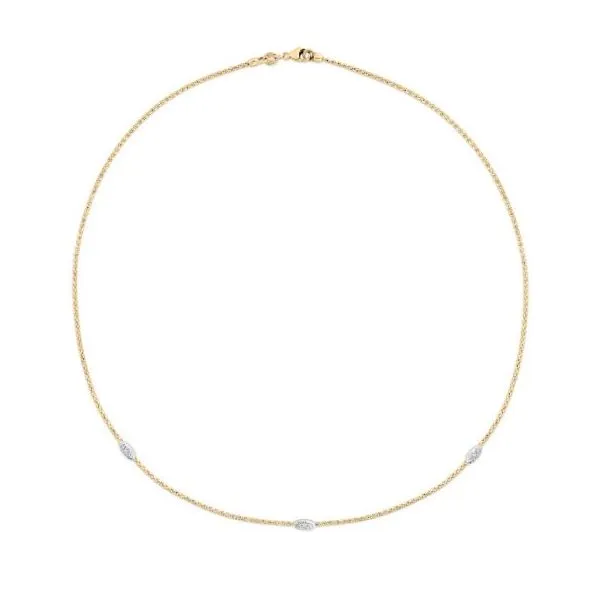 14K TT 0.09ct TW Classic Popcorn Diamond Station Necklace - 18