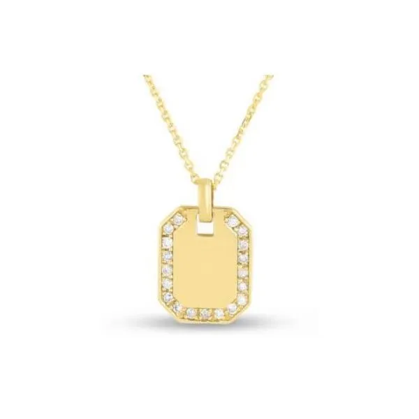 14K YG Classic 1/5th Carat TW Diamond Octagon Tag Necklace - 18