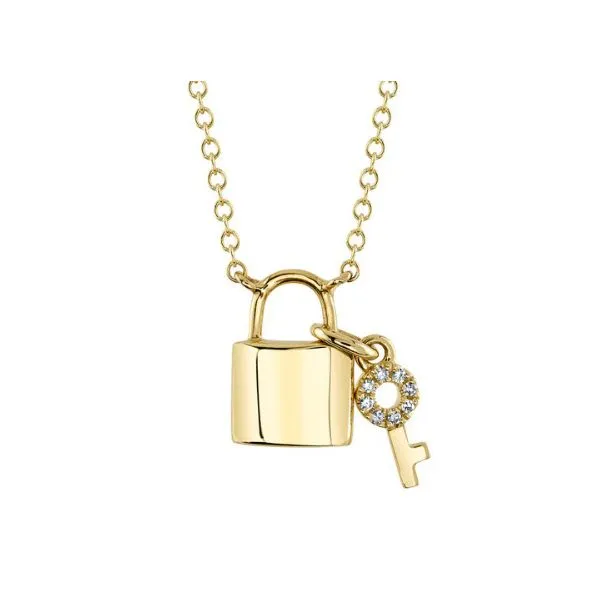 14K YG Lady's Our Signiture 0.02ct Diamond Lock & Key Necklace Skaneateles Jewelry Skaneateles, NY