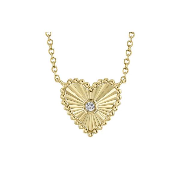 14K YG Kate 0.02ct Diamond Bezel Heart Necklace w/Chain Skaneateles Jewelry Skaneateles, NY