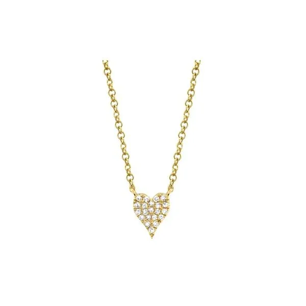 Small Gold Pave Heart Necklace Skaneateles Jewelry Skaneateles, NY