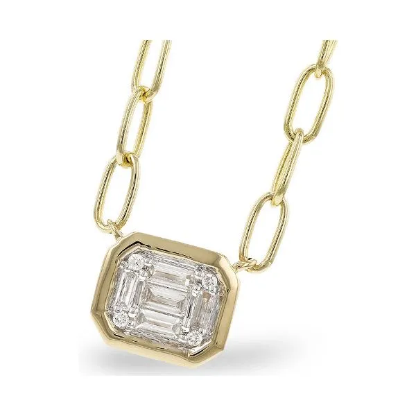 14K Yellow Gold 0.14 ct tw Baguette & Round Multi-Diamond Fashion Necklace Skaneateles Jewelry Skaneateles, NY