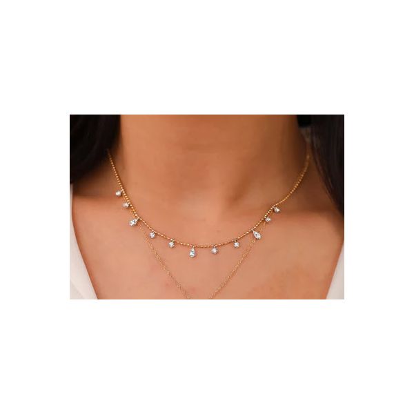 14K YG 0.64CT TW adjustable 'Kate' Diamond Faceted Ball Chain Necklace Image 2 Skaneateles Jewelry Skaneateles, NY