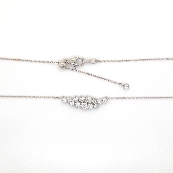 14K WG Diamonds of All Sizes equaling .70ct Cluster necklace w/ Adjustable Diamond Accented Chain Image 2 Skaneateles Jewelry Skaneateles, NY
