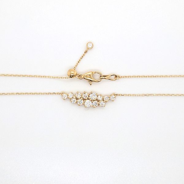 14K YG Diamonds of All Sizes equaling .69ct Cluster necklace w/ Adjustable Chain Image 2 Skaneateles Jewelry Skaneateles, NY