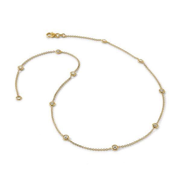14K YG One Carat TW Skaneateles Signature Diamond Station Set Necklace - 18