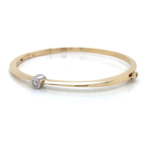 14K YG Ladies 0.15ct Diamond Solitaire Bangle Bracelet Image 2 Skaneateles Jewelry Skaneateles, NY