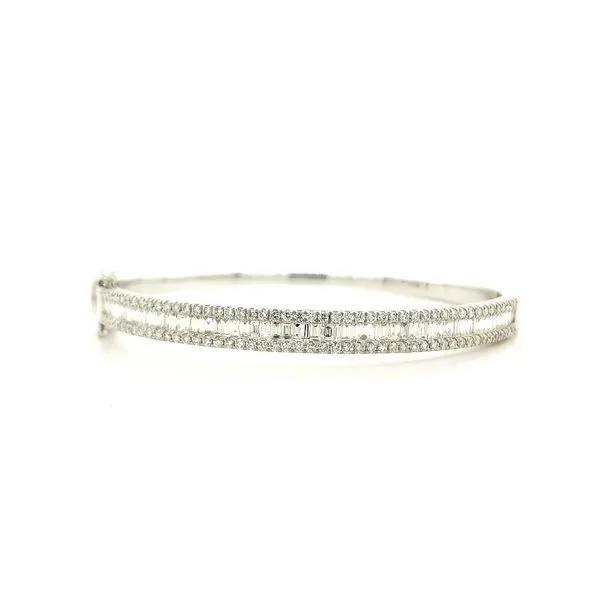 14K WG Ladies 2.18ct TW 'Next Generation'  Baguette & Round Diamond Hinged Bangle Bracelet Skaneateles Jewelry Skaneateles, NY