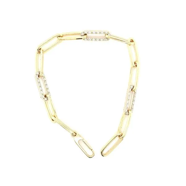 14K YG & WG 0.77ct TW 'Next Generation' Paper Clip Bracelet with Diamonds 7.5