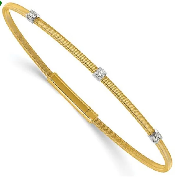 3 Station Two Tone 18K Gold Flexible 0.19ct TW Diamond Bangle Bracelet Skaneateles Jewelry Skaneateles, NY