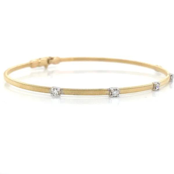 5 Station Two Tone Gold Flexible 0.15ct TW Diamond Bangle Bracelet Image 2 Skaneateles Jewelry Skaneateles, NY