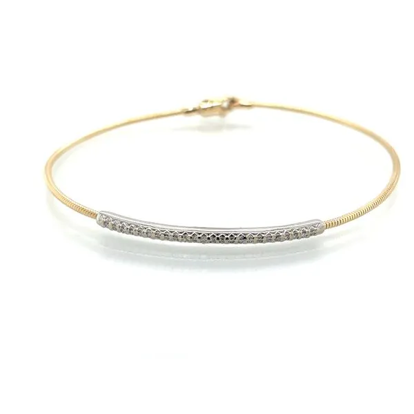Diamond Accented Flexible Two Tone Gold Bangle Bracelet Skaneateles Jewelry Skaneateles, NY