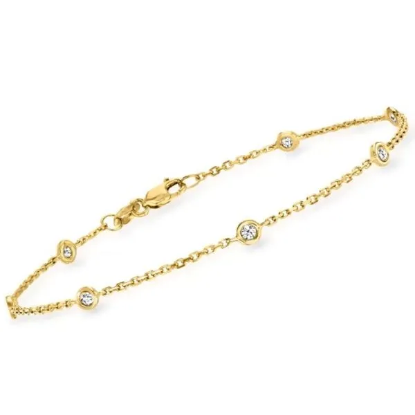 Yellow Gold Station Set 0.11ct TW Diamond Bracelet Skaneateles Jewelry Skaneateles, NY