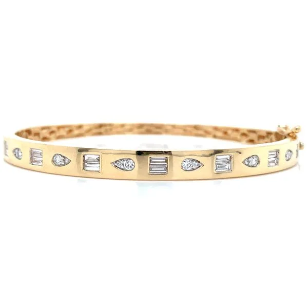14K Yellow Gold Fancy Shape Diamond Bangle Bracelet Image 2 Skaneateles Jewelry Skaneateles, NY