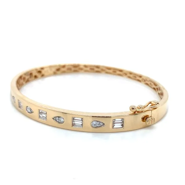 14K Yellow Gold Fancy Shape Diamond Bangle Bracelet Image 4 Skaneateles Jewelry Skaneateles, NY