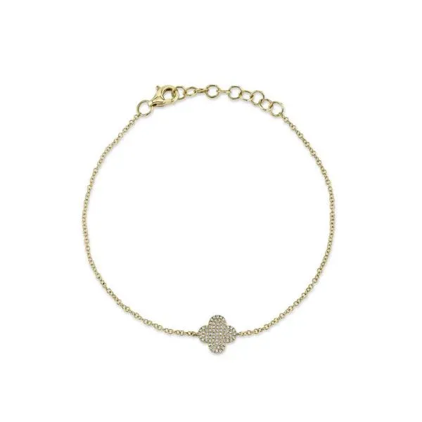 14K YG  Diamond Pave Clover Bracelet Skaneateles Jewelry Skaneateles, NY