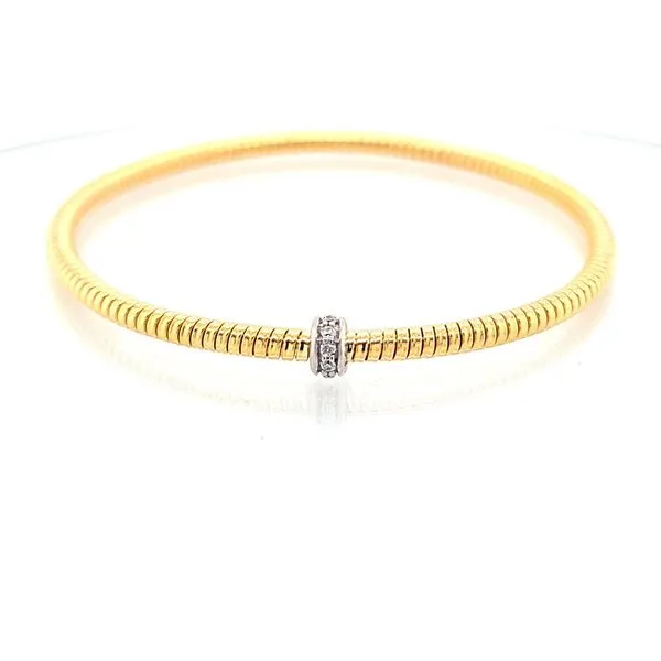 0.15ct TW Diamond Accented Yellow Gold Flexible Bangle Bracelet Skaneateles Jewelry Skaneateles, NY
