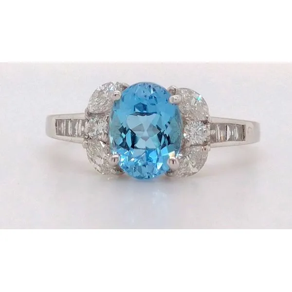 14K WG Ladies Aquamarine and Diamond Ring Skaneateles Jewelry Skaneateles, NY