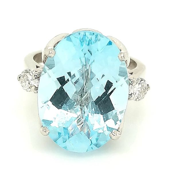 14K WG 16.60ct TGW Swiss Blue Topaz and Diamond Ring Skaneateles Jewelry Skaneateles, NY