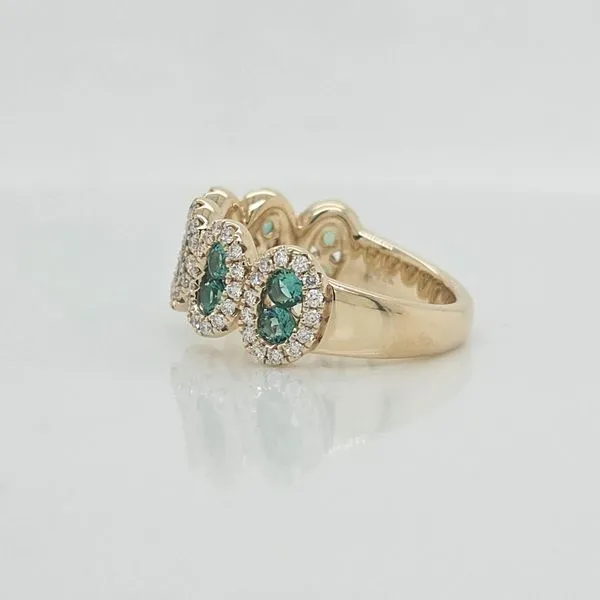 Yellow Gold Emerald & Diamond Ovals Ring Image 3 Skaneateles Jewelry Skaneateles, NY
