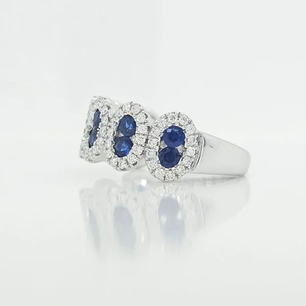 White Gold Sapphire & Diamond Ovals Ring Image 2 Skaneateles Jewelry Skaneateles, NY