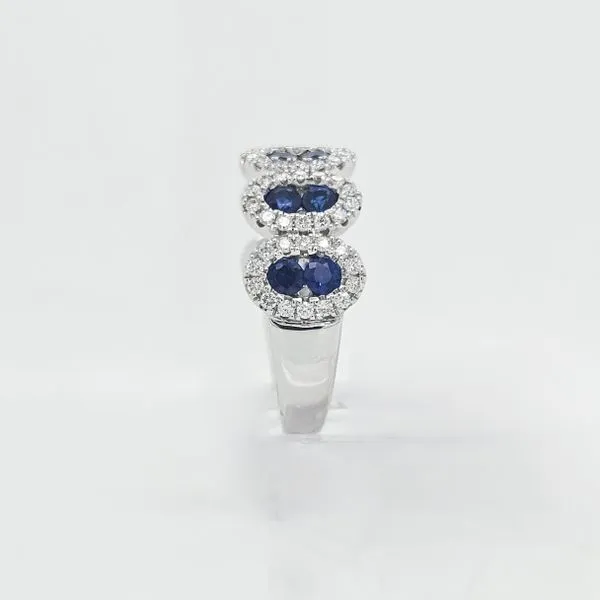 White Gold Sapphire & Diamond Ovals Ring Image 5 Skaneateles Jewelry Skaneateles, NY