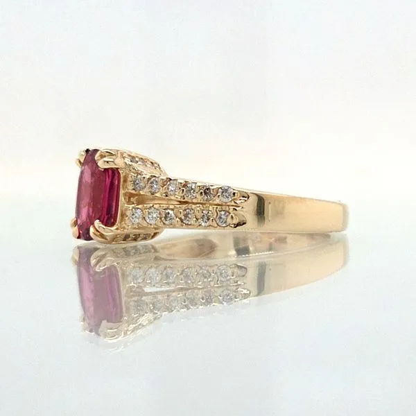 14K Yellow Gold Pink Sapphire & Diamond Ring Image 3 Skaneateles Jewelry Skaneateles, NY
