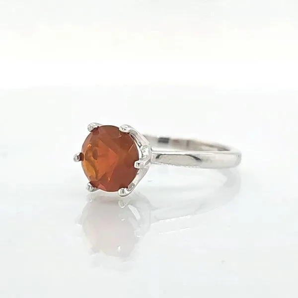 14k White Gold Ladies 8mm Orange Fire Opal Ring Image 2 Skaneateles Jewelry Skaneateles, NY