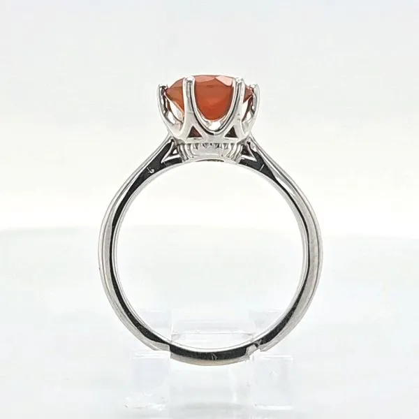 14k White Gold Ladies 8mm Orange Fire Opal Ring Image 4 Skaneateles Jewelry Skaneateles, NY