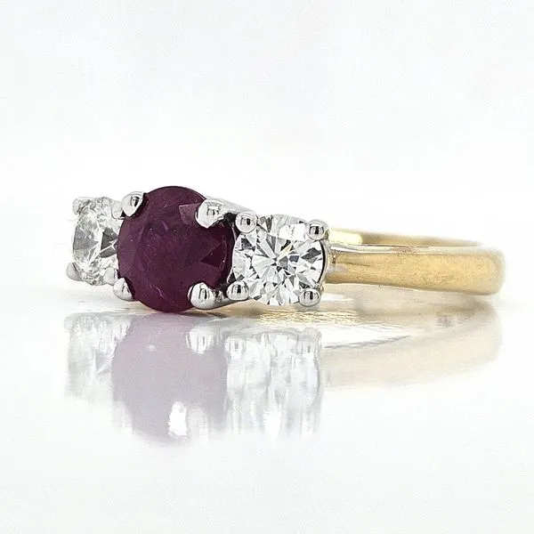 Ruby & Diamond Ring in 18K Yellow Gold Image 2 Skaneateles Jewelry Skaneateles, NY