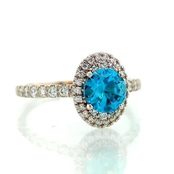 Blue Zircon & Diamond Ring Skaneateles Jewelry Skaneateles, NY